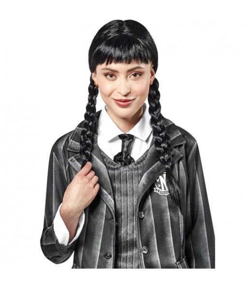 Perruque pour adultes de Wednesday Addams Nevermore pour compléter vos costumes térrifiants