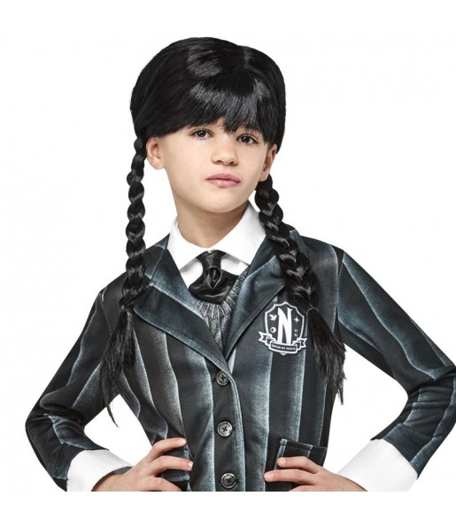 Perruque Wednesday Addams Nevermore pour filles pour compléter vos costumes térrifiants