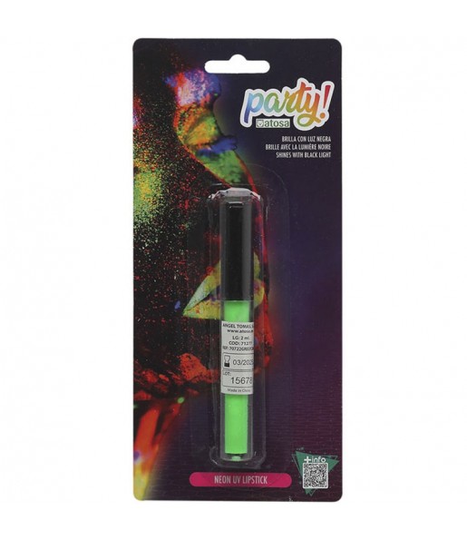 Rouge à lèvres liquide vert fluo pour compléter votre déguisement avec un maquillage de qualité