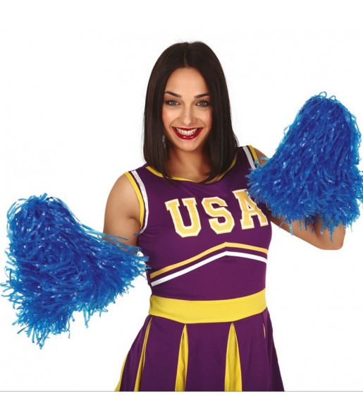 Pompons de cheerleader bleus pour compléter vos costumes