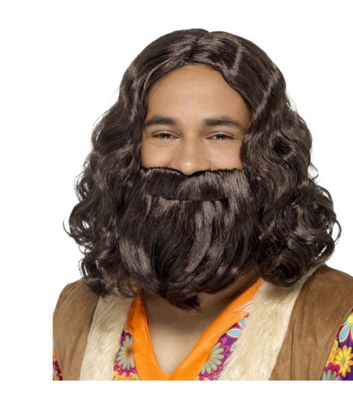 Ensemble perruque et barbe hippie