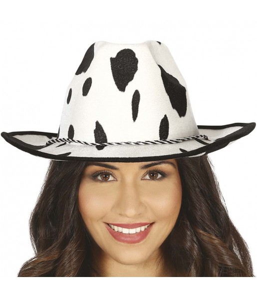 Chapeau de cow-boy avec imprimé vache pour compléter vos costumes