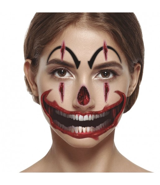 Tatouage du visage d\'un clown tueur pour compléter vos costumes térrifiants
