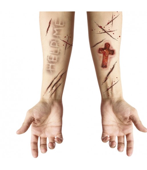 Tatouages adhésifs blessures possédées pour compléter vos costumes térrifiants