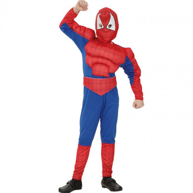 César - Costume spiderman avec muscles 3 à 5 ans, Livraison