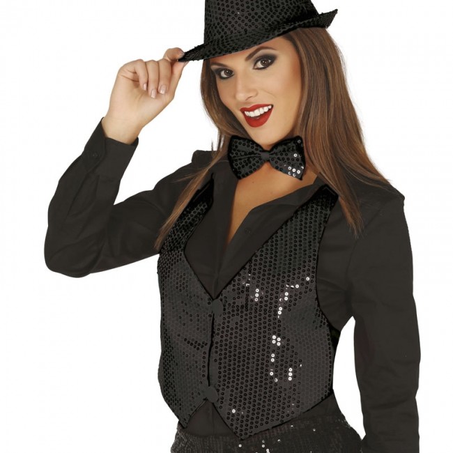 Gilet femme paillettes noires
