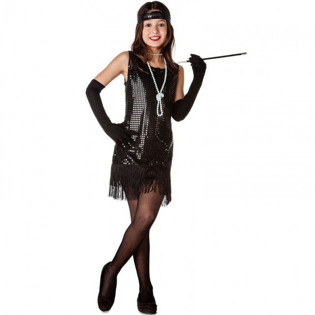 Deguisement Charleston noir avec paillettes pour fille en ligne