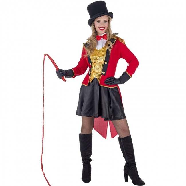 Déguisement femme dompteuse de cirque rouge et noir - Deguiz-Fêtes
