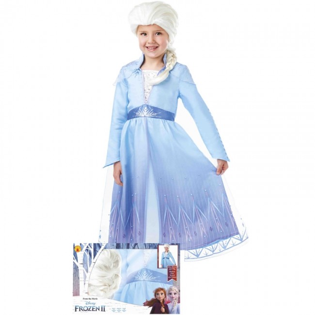 ▷ Déguisement Elsa Frozen avec perruque pour fille