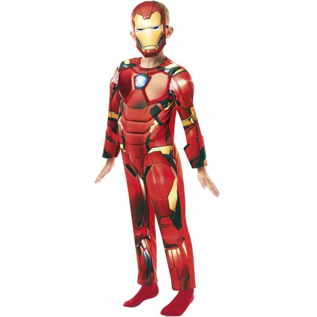 Costume Disney Marvel Iron Man, hommes, combinaison rembourrée rouge/or  avec masque et gants, taille universelle
