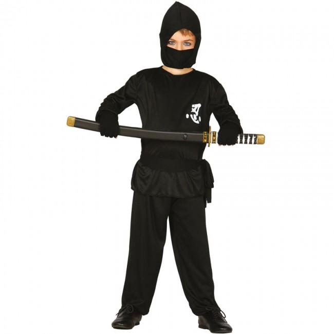 Noir/Rouge Taille S Déguisement Ninja pour Enfants 116; 3-5 Ans 
