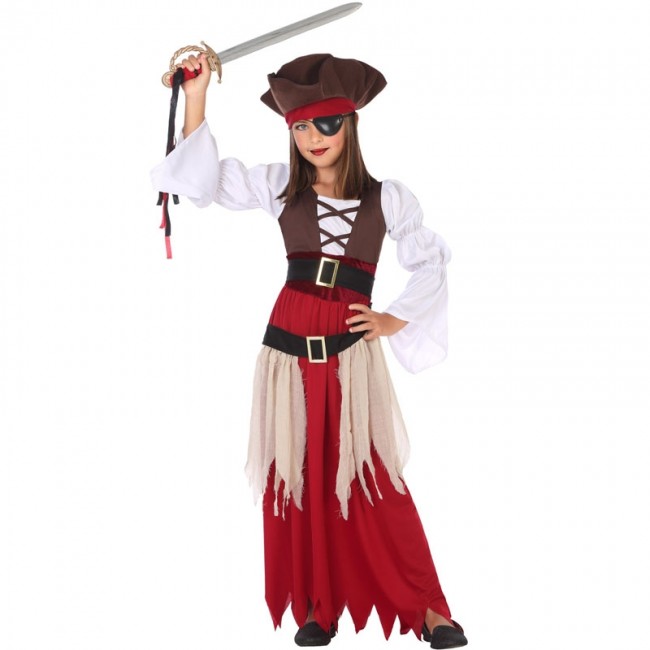 Enfant Filles Pirate Caraïbe Costume Capitaine Pirate robe fantaisie réduit 