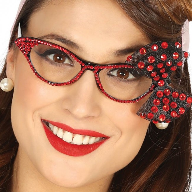 Lunettes ann es 50 avec noeud rouge