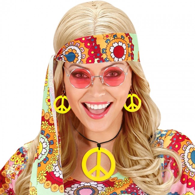 ▷ Achetez Kit d'accessoires hippie jaune fluo en ligne