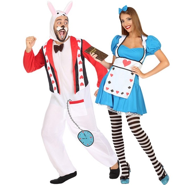 Deguisement pour couple Alice et Lapin Blanc pour adulte