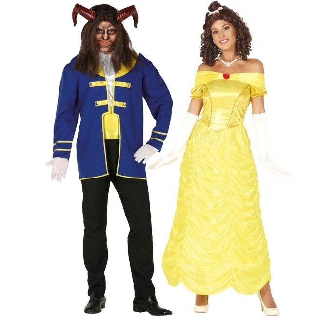 Deguisement pour couple la Bete et Princesse Belle pour adulte