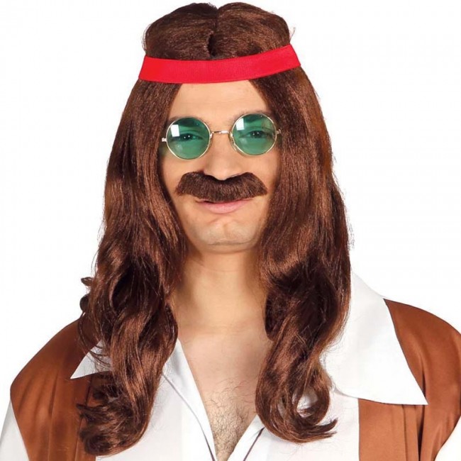 Perruque Hippie avec moustache