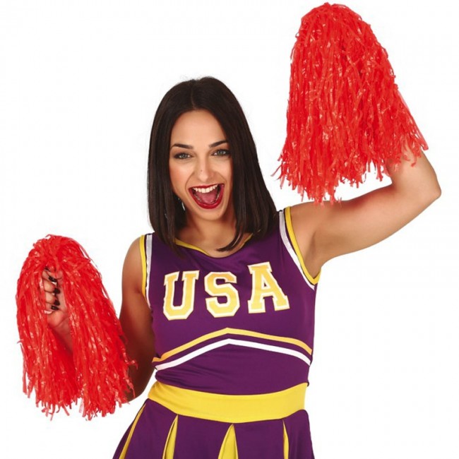 Pompons rouges pour cheerleader