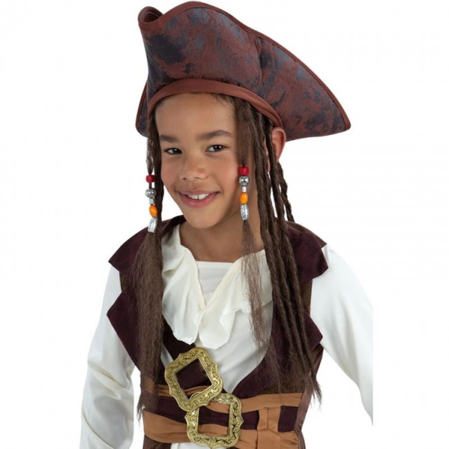 ▷ Achetez Chapeau de pirate Jack Sparrow avec perruque pour