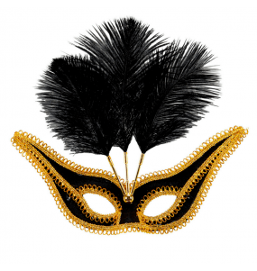 Masque Noir avec Bordure et Plumes