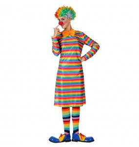 Déguisement Clown à rayures multicolore pour femme
