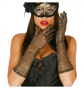 Paire Gants Pailletés Or