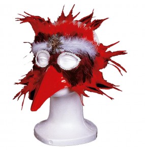 Masque avec Plumes - Rouge