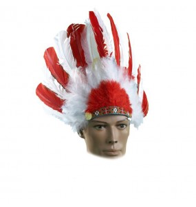 Coiffe Indien Rouge et Blanche