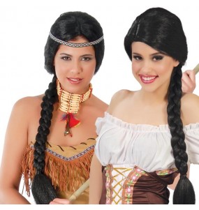 Perruque Médiévale Tresse Brune