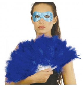 Eventail bleu en plumes pour compléter vos costumes