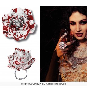 Bague fleur sanglante pour compléter vos costumes térrifiants