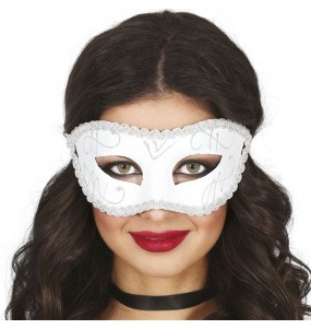 Masque blanc avec bordure argentée pour compléter vos costumes