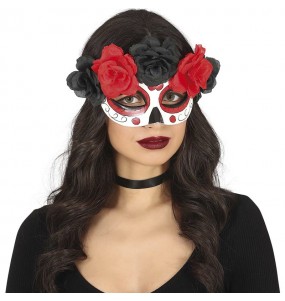 Masque Catrina avec fleurs