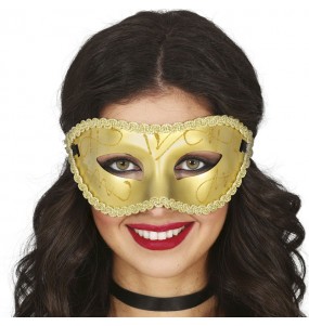 Masque vénitien doré avec bordure dorée pour compléter vos costumes
