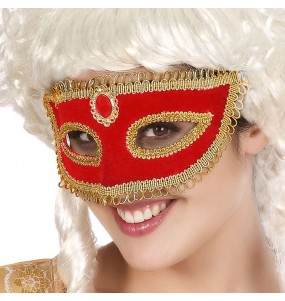 Masque rouge avec bordure dorée pour compléter vos costumes