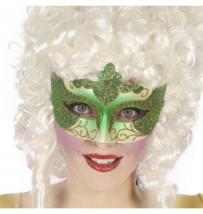 Masque vénitien vert pailleté pour compléter vos costumes