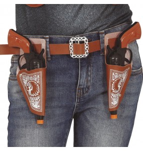 Etuis de cow-boy marron avec pistolets pour compléter vos costumes