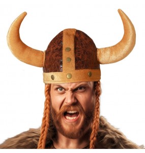 Casque viking avec cornes en tissu pour compléter vos costumes