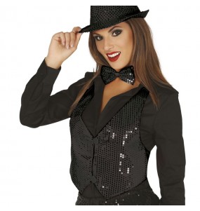 Gilet femme à paillettes noires pour compléter vos costumes