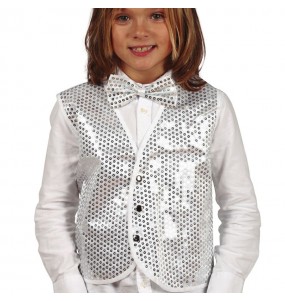 Gilet argent à paillettes pour enfant 