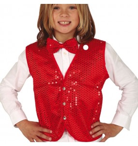 Gilet rouge à paillettes pour enfant