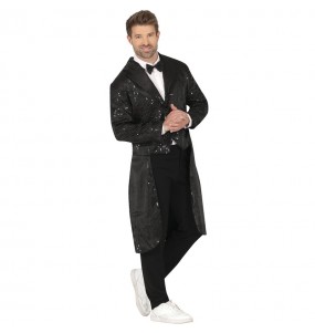 Veste Queue-de-Pie à Paillettes Noires pour Homme