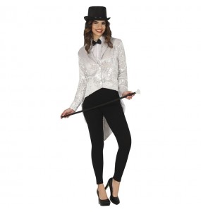 Veste Queue-de-Pie à Paillettes Argentées pour Femme