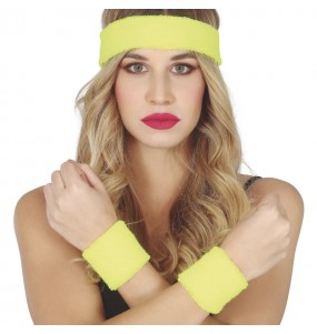 Ensemble de bracelets et bandeau jaune pour compléter vos costumes
