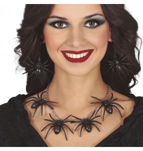 Ensemble collier et boucles d\'oreilles araignée pour compléter vos costumes térrifiants