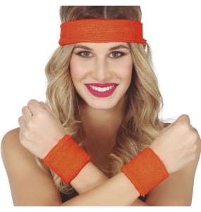 Kit bracelets et bandeau orange pour compléter vos costumes