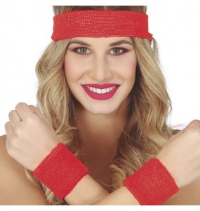 Ensemble poignets et bandeau rouge pour compléter vos costumes