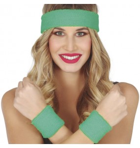 Kit bracelets et bandeau vert pour compléter vos costumes