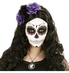 Bandeau Catrina avec roses noires et violettes pour compléter vos costumes térrifiants