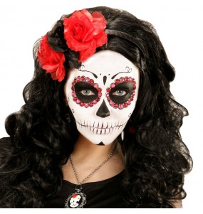 Bandeau Catrina avec roses rouges et noires pour compléter vos costumes térrifiants